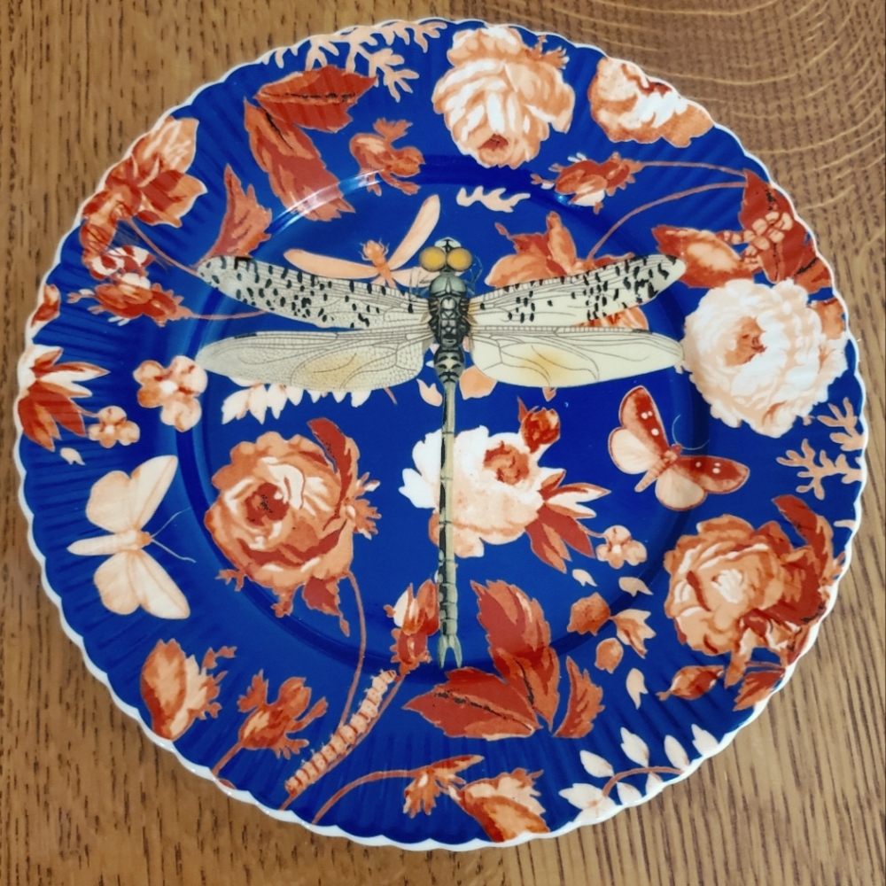 Anthropologie Athalia Dessert Plate - "Dragonfly" - blue/red - Picture 13 of 16